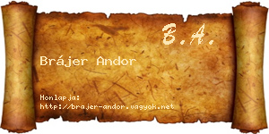 Brájer Andor névjegykártya